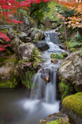 Flowing waterfall, Isuien Garden, Nara Park