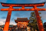 Giant torii gate at entrance to Fushimi Inari Shrine, Kyoto